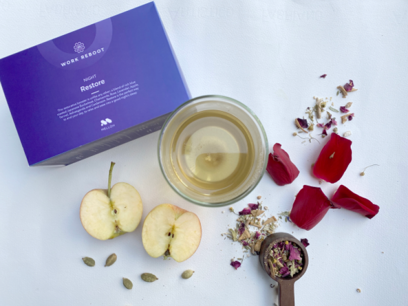 Healthy drinks shown - aryuvedic tea and its ingredients